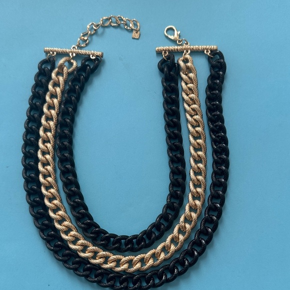 Signed M Jewelry - Black and Gold Chain Necklace